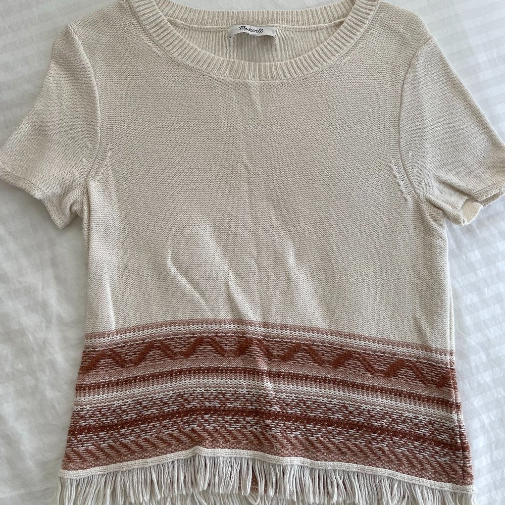 Madewell Short Sleeve Fringe Sweater